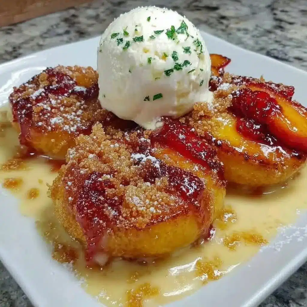 Delicious air fryer dessert peaches, resembling grilled fruit treat.