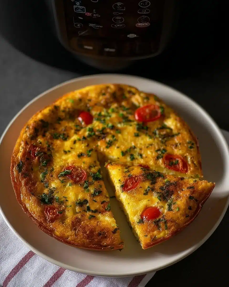 Delicious air fryer omelette with vegetables and cheese
