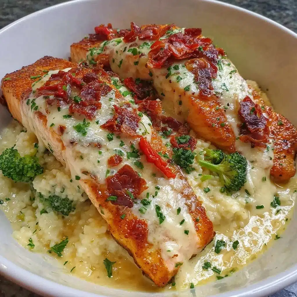 Air Fryer Salmon Bowl with fresh vegetables and rice on a plate
