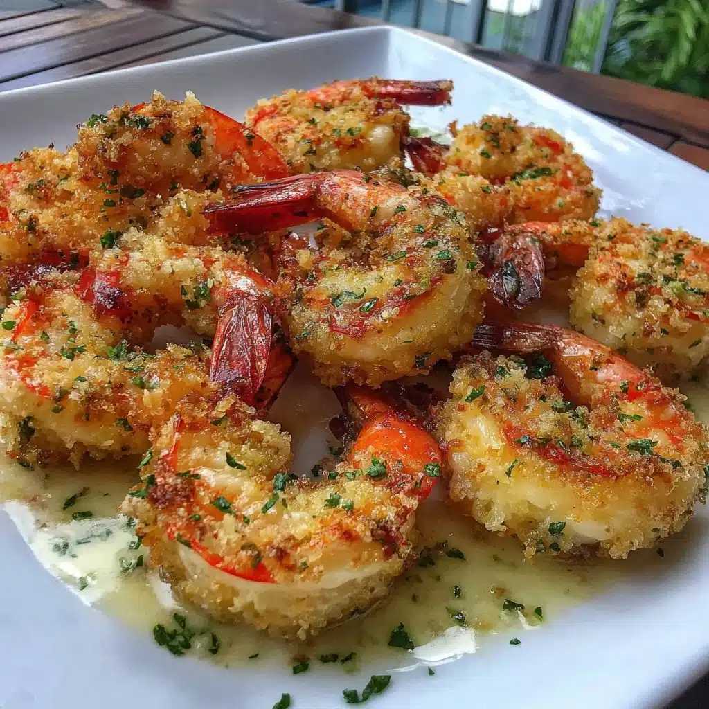 Crispy air fryer shrimp served with a lemon wedge and herbs.