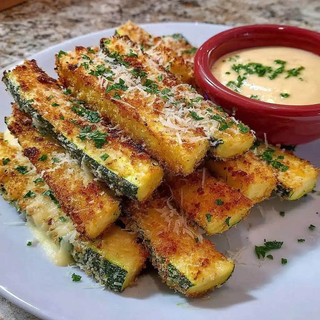 Crispy air-fried zucchini slices seasoned and ready to eat