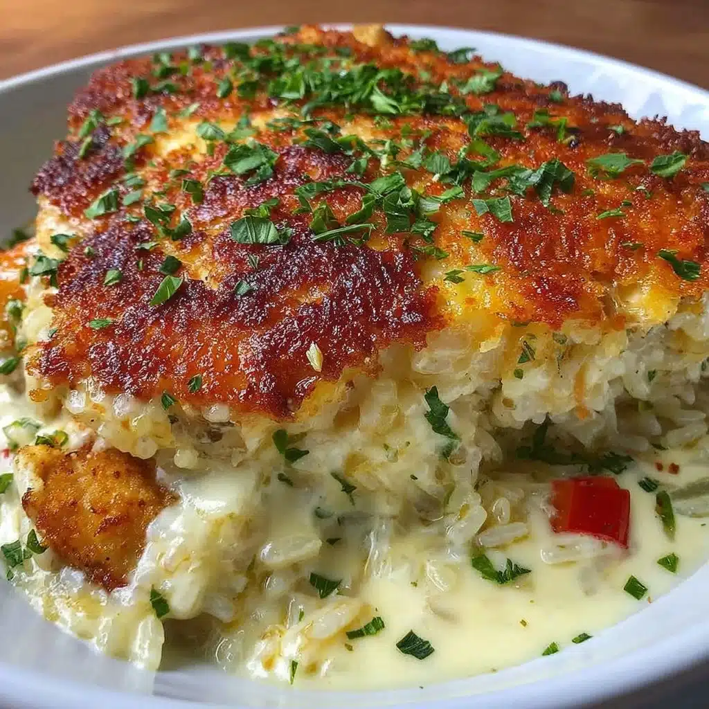 Angel Chicken and Rice Casserole topped with herbs and cheese for a comforting meal