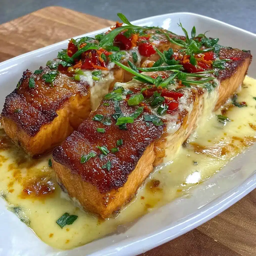 Baked teriyaki salmon garnished with sesame seeds and green onions