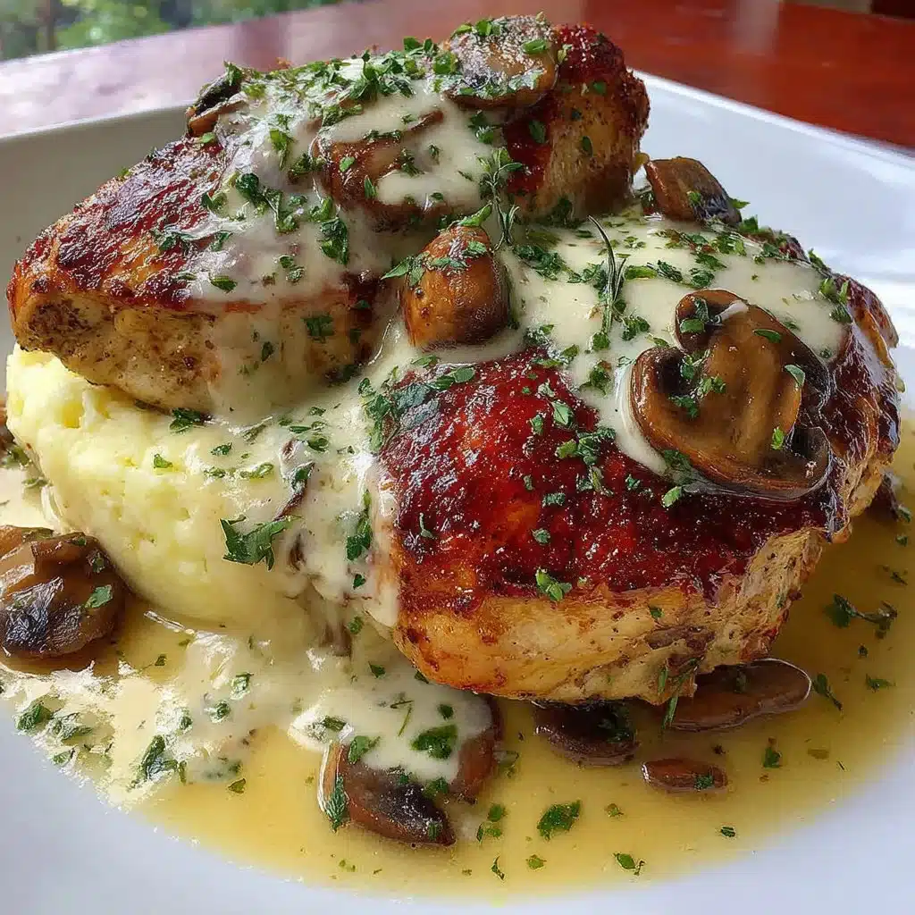 Delicious balsamic baked chicken breast garnished with herbs and spices