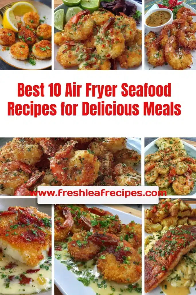 Delicious air fryer seafood dishes ready to be served on a plate.