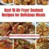 Delicious air fryer seafood dishes ready to be served on a plate.