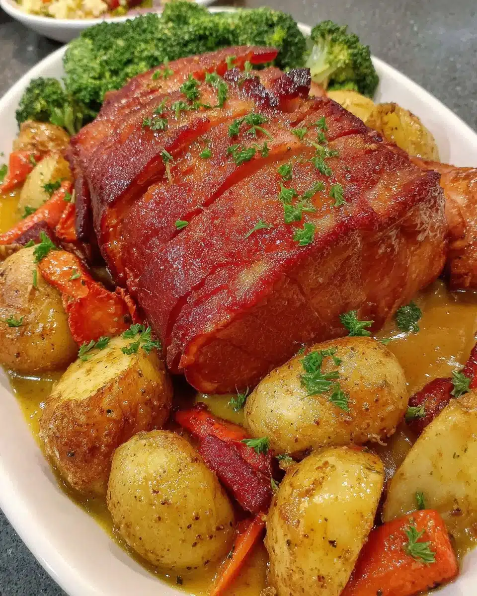 Glazed Ham Joint with Vegetables