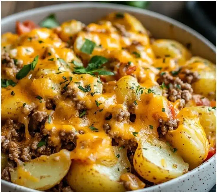 Cheesy Ground Beef & Potato Casserole