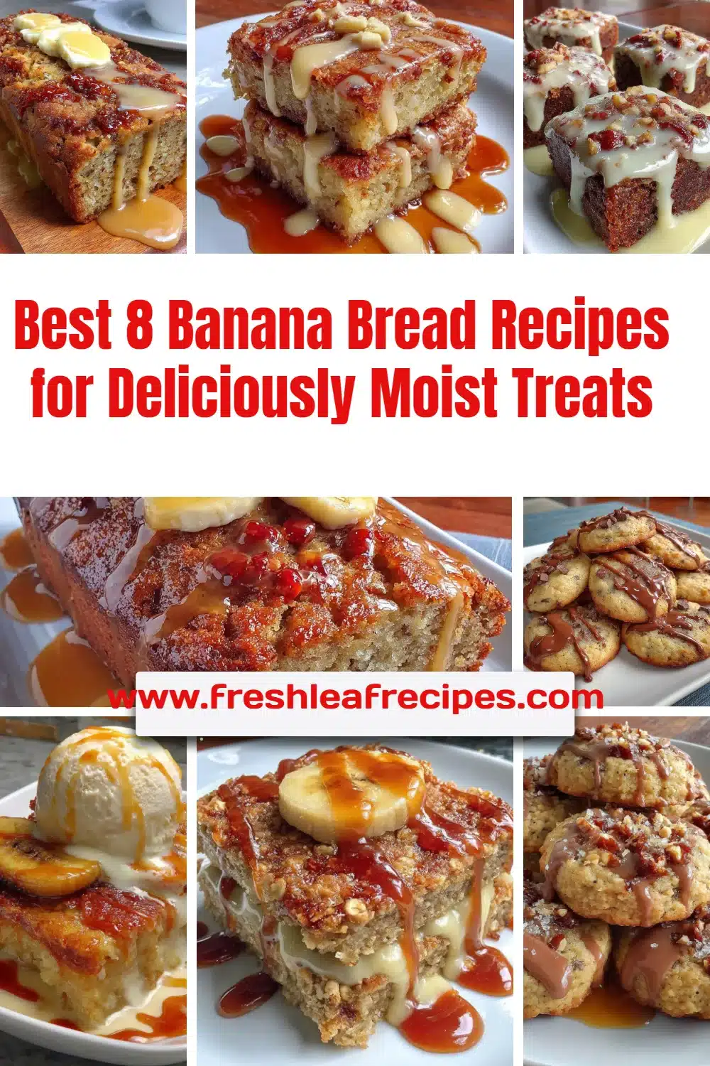 Deliciously moist banana bread slices stacked on a rustic wooden table.