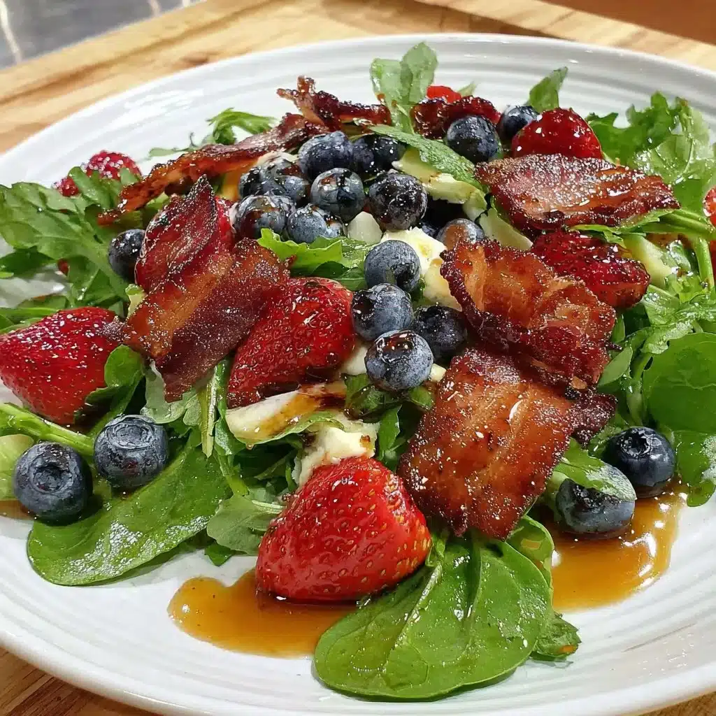 Delicious blueberry spinach salad with honey balsamic dressing served in a bowl