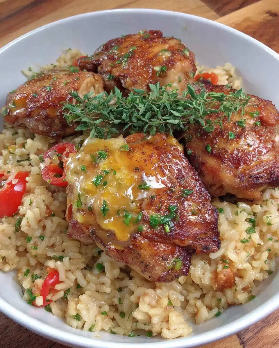 Delicious Caribbean Chicken served with flavorful rice and tropical ingredients
