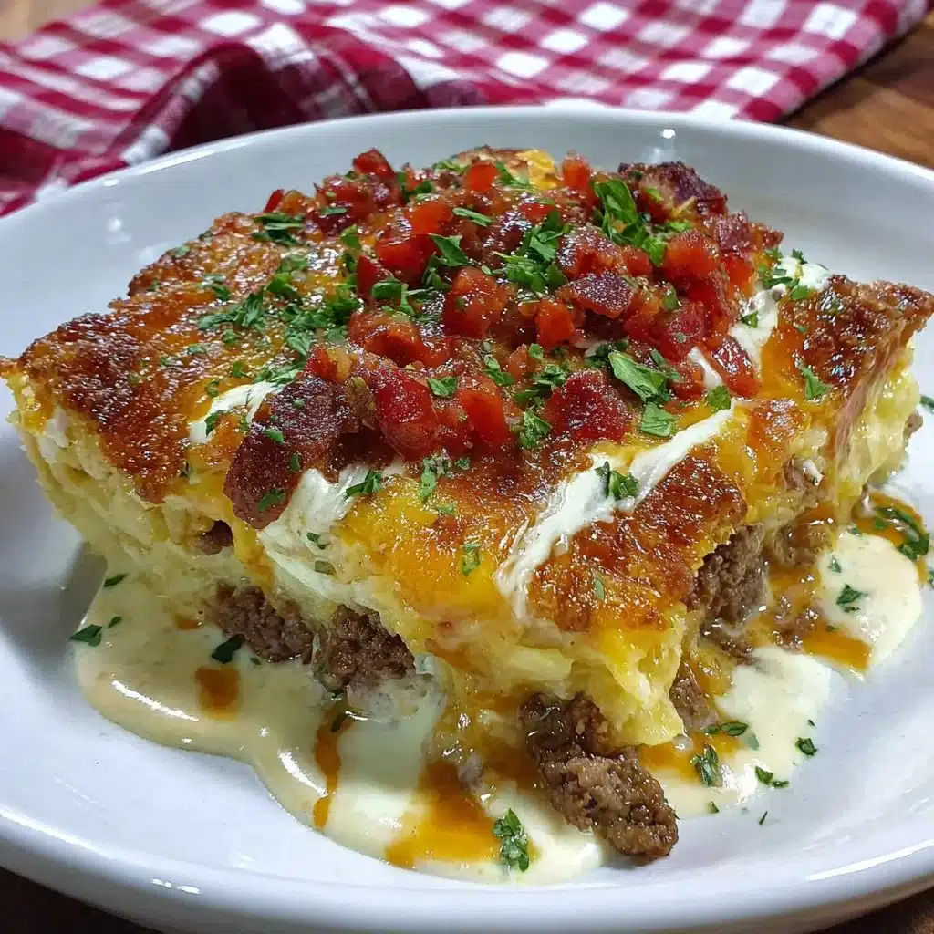 Delicious Cattle Drive Casserole served in a rustic dish, perfect for family meals.