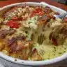 Creamy Chicken and Spinach Casserole with Cream Cheese served in a baking dish