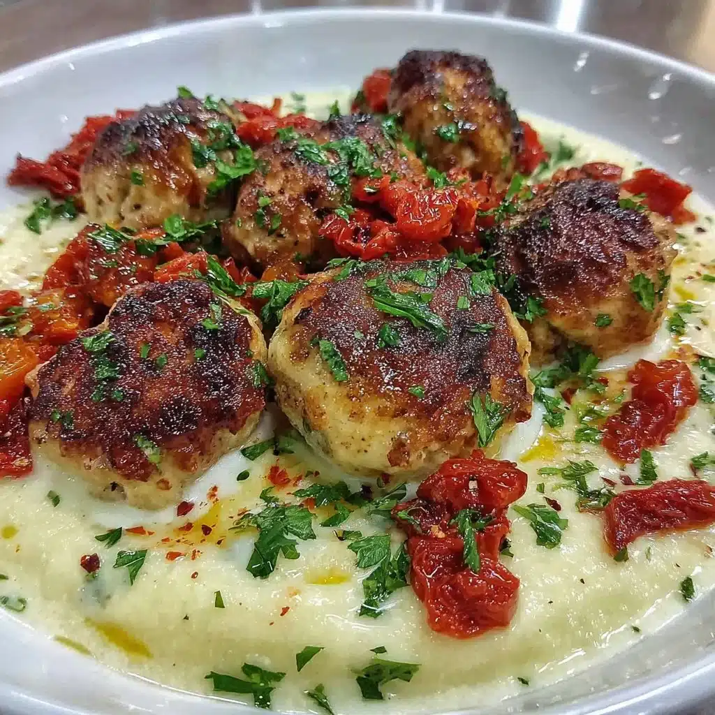 Chicken Kofta with garlic yogurt sauce on a plate
