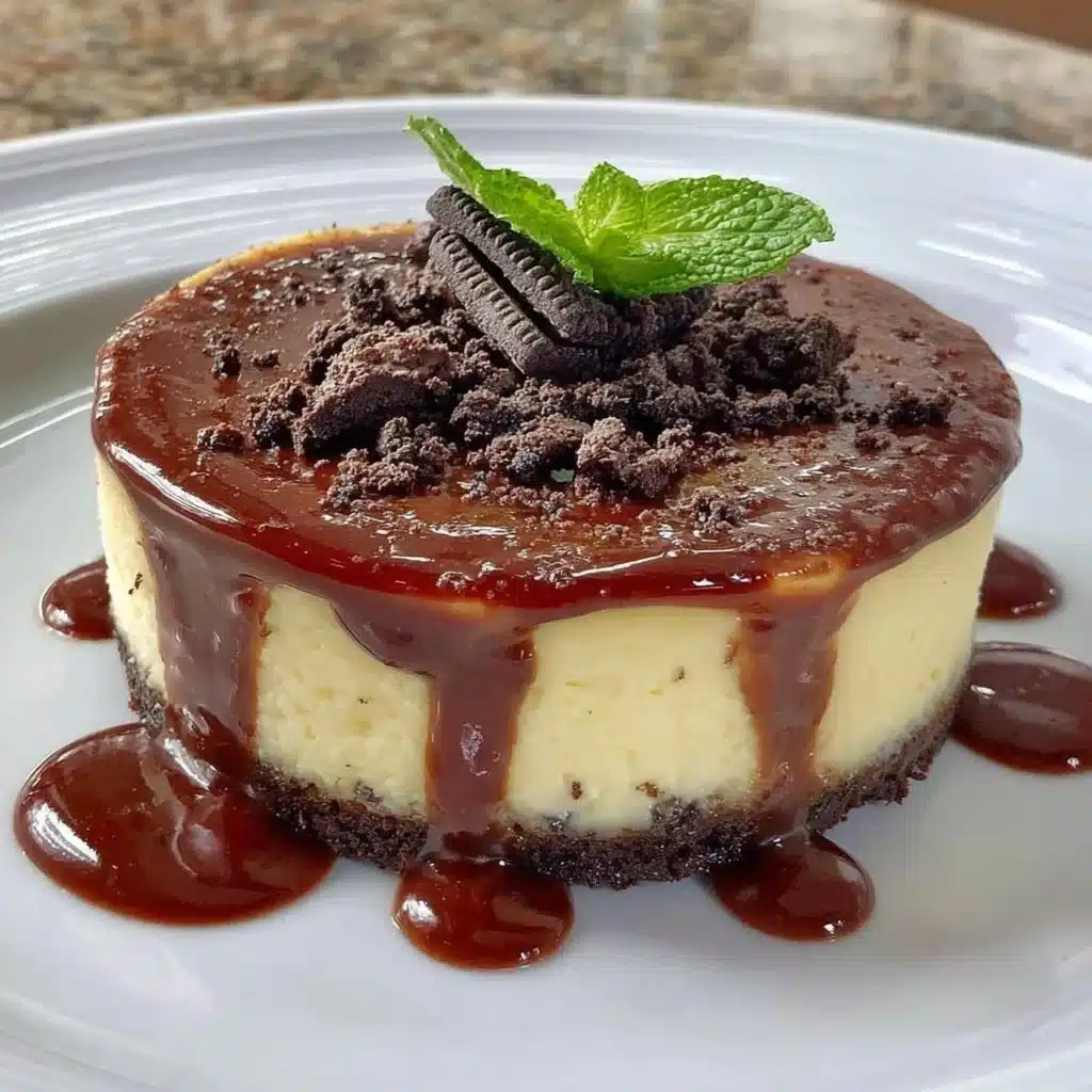 Delicious Chocolate Oreo Cheesecake topped with Oreo cookie crumbles.