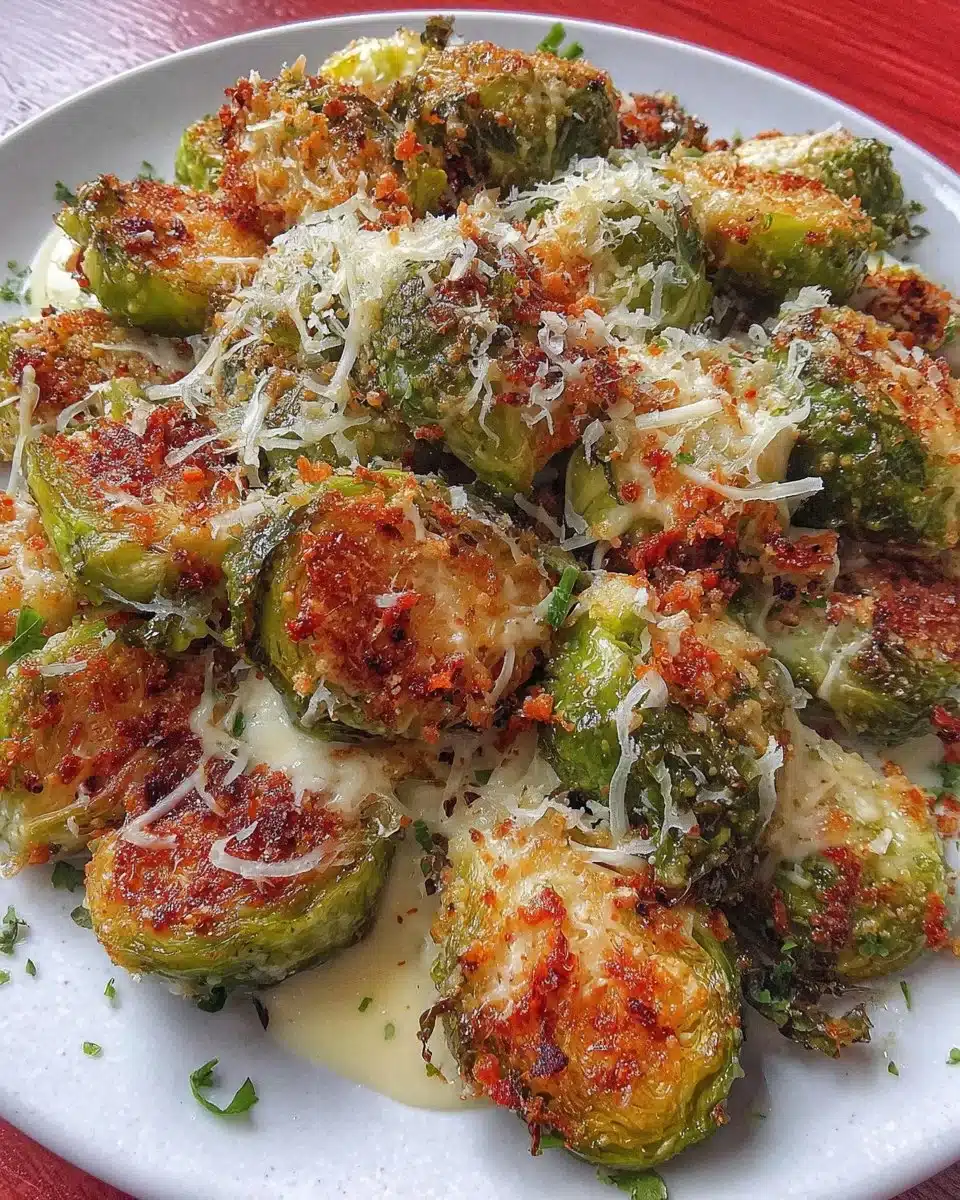 Crispy air fryer Brussels sprouts plated with herbs