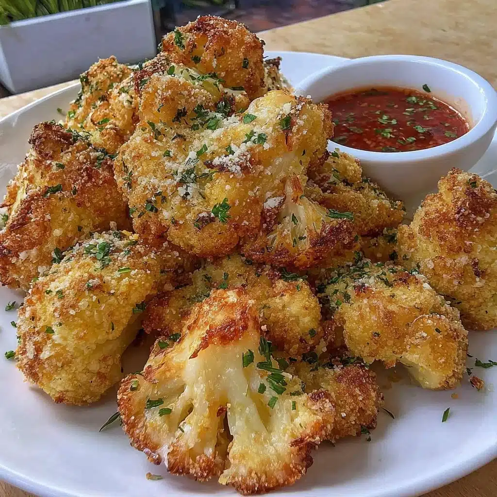 Crispy air fryer cauliflower in a bowl, garnished with herbs.