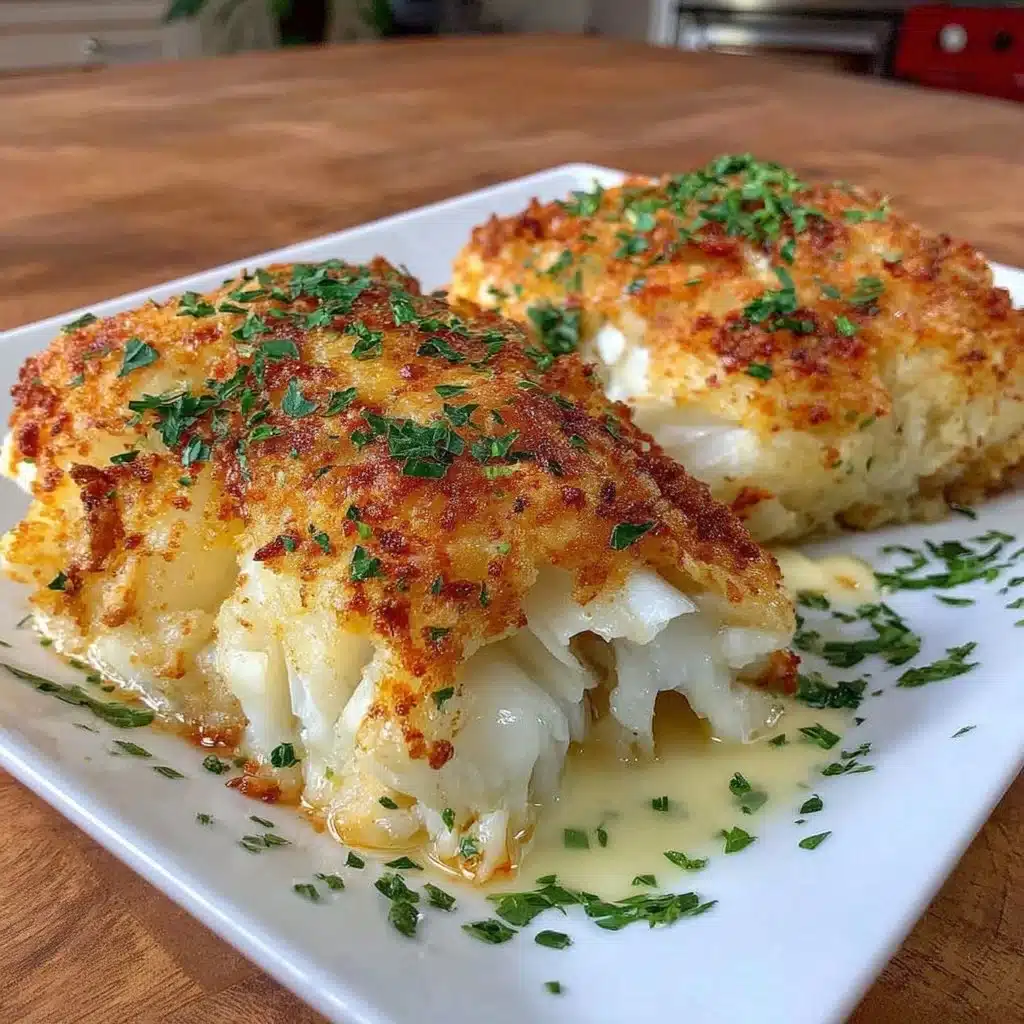 Crispy Air Fryer Cod served with lemon and garnished with herbs