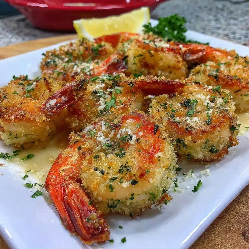 Crispy air fryer garlic parmesan shrimp served on a plate