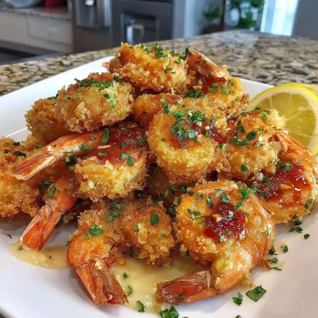 Crispy air fryer shrimp served with a dipping sauce