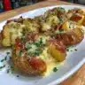 Crispy air fryer smashed potatoes served on a plate with herbs
