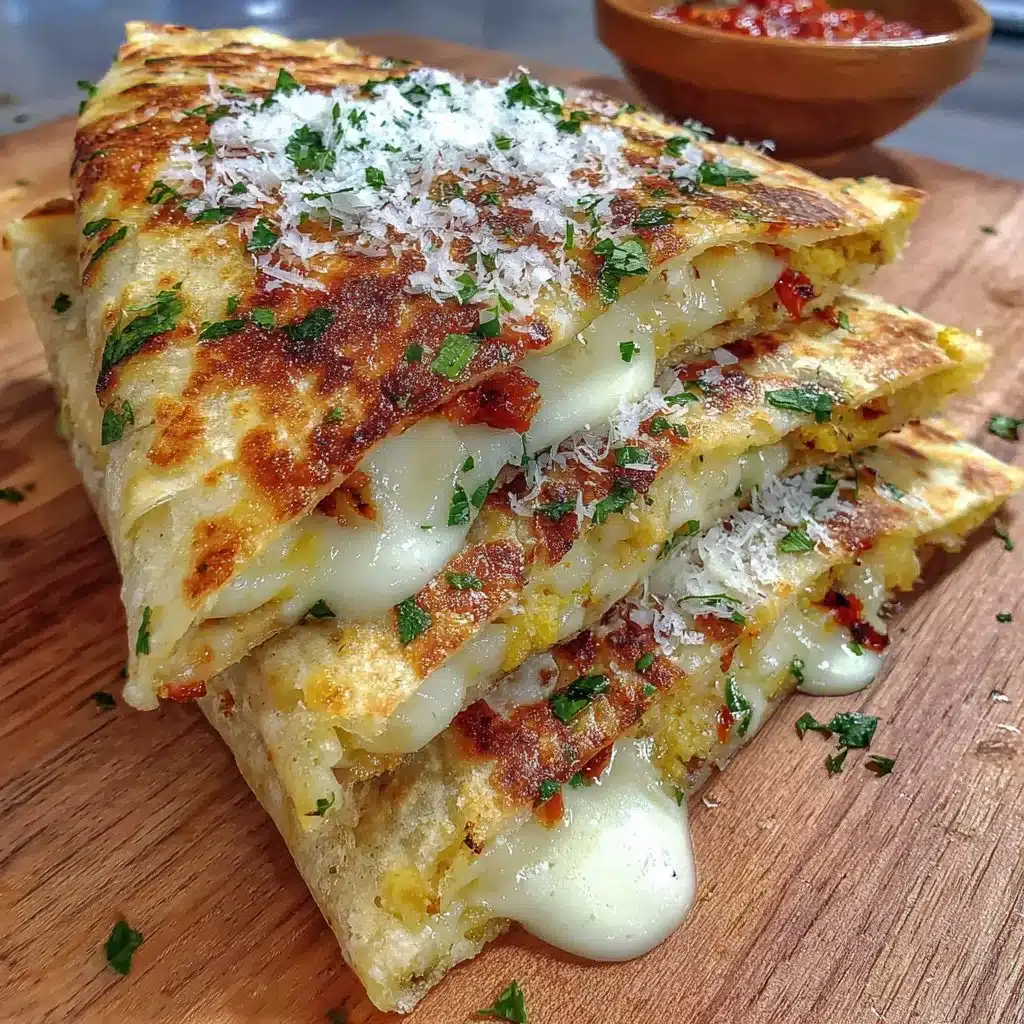 Crispy garlic tortilla bread served with dipping sauce