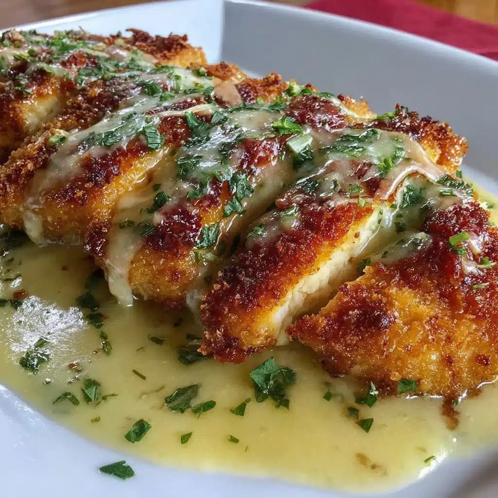 Crispy Parmesan Chicken served with rich garlic sauce