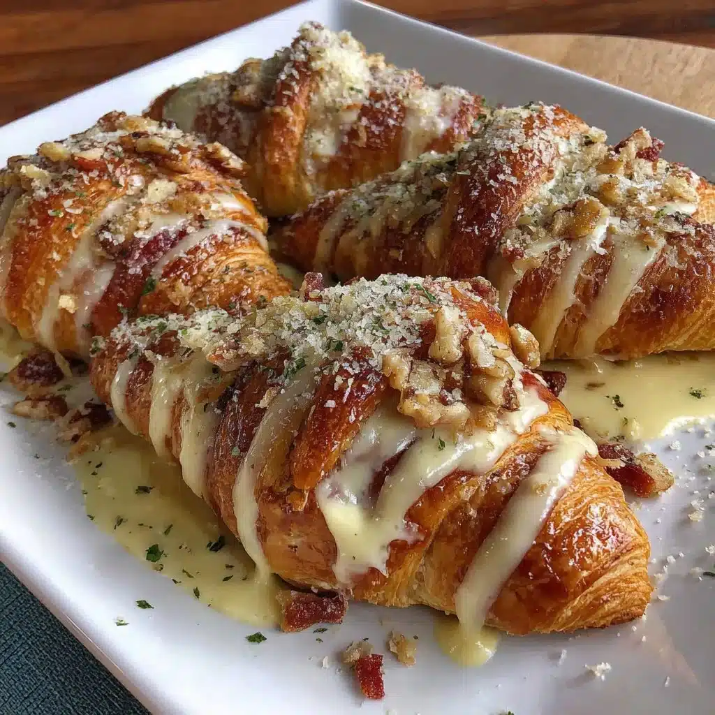 Bowl of croissant cereal with milk and fresh fruits