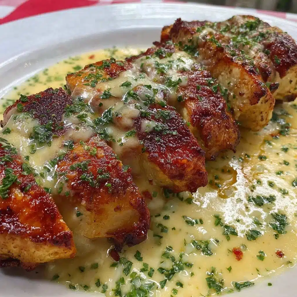 Juicy grilled chicken breast on a plate with herbs and spices