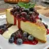 Delicious fresh blueberry cheesecake with blueberries on top