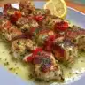 Delicious Greek marinated chicken kabobs ready for grilling