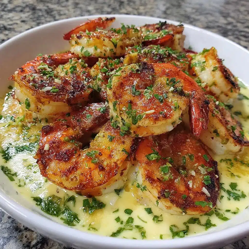 Delicious grilled shrimp topped with mango lime sauce on a plate