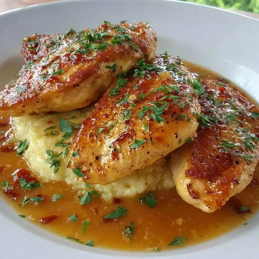 Delicious Honey Garlic Chicken Breasts garnished with herbs