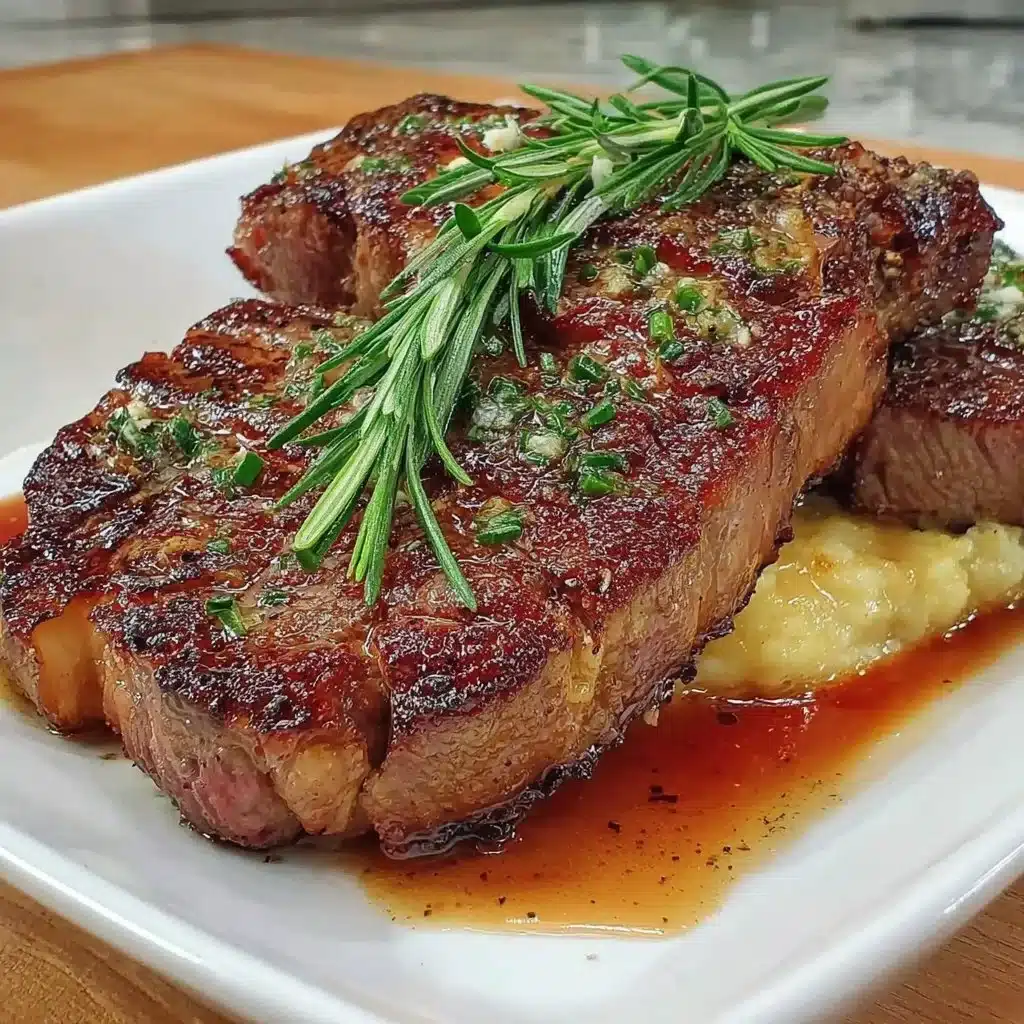 Juicy air fryer ribeye steak served with herbs and spices