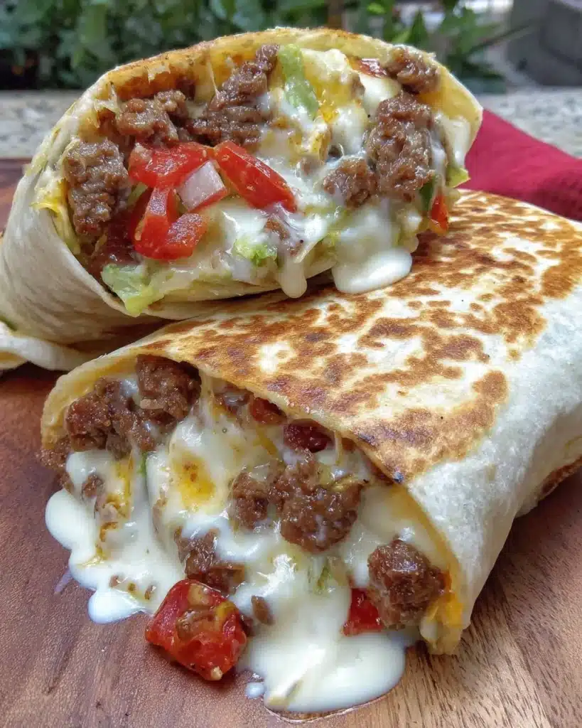 Taco Bell Beefy Melt Burrito filled with beef, cheese, and savory toppings