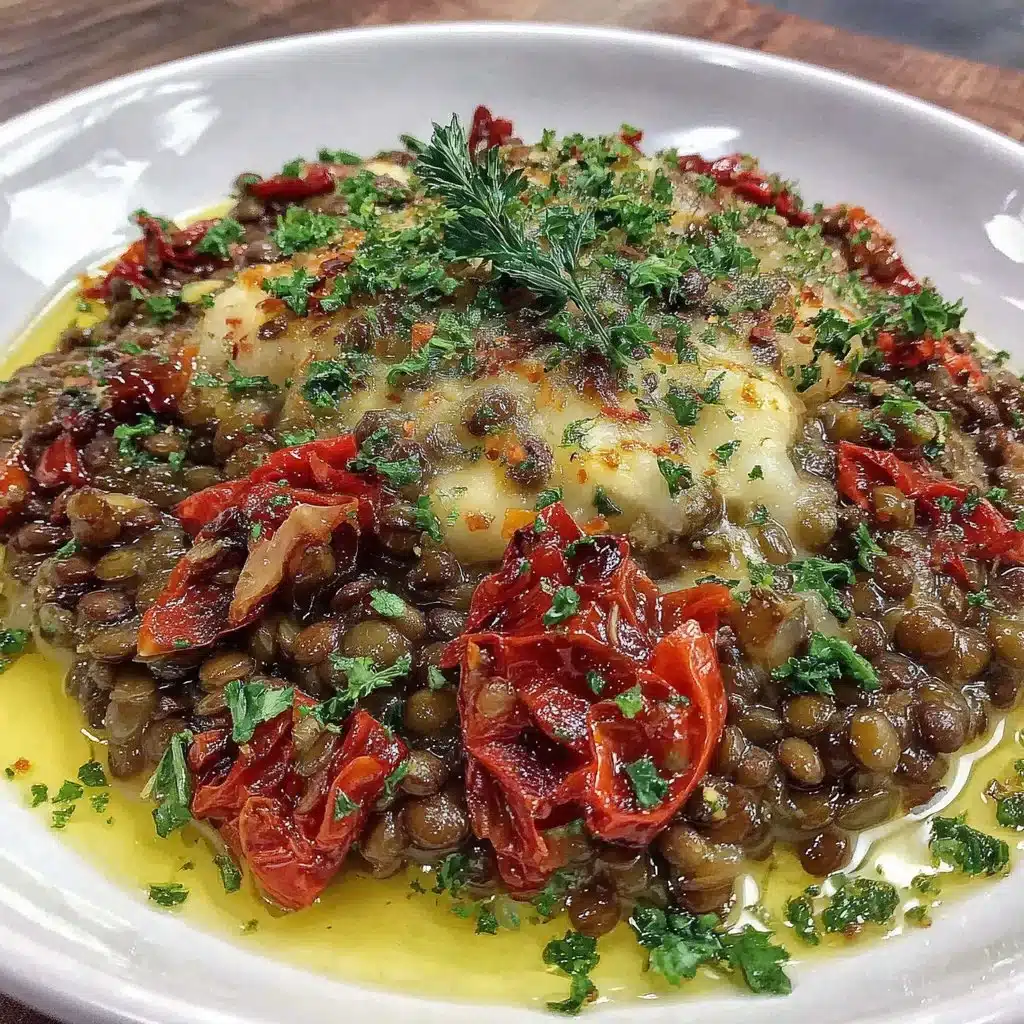 Mediterranean Lentil Salad with fresh vegetables and herbs