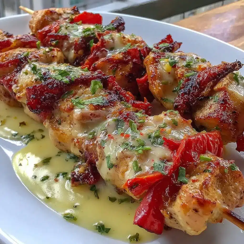 Delicious Mexican barbecue chicken skewers served on a platter