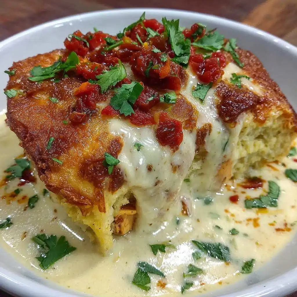 Delicious Mexican Chicken Casserole topped with cheese and garnished with herbs.