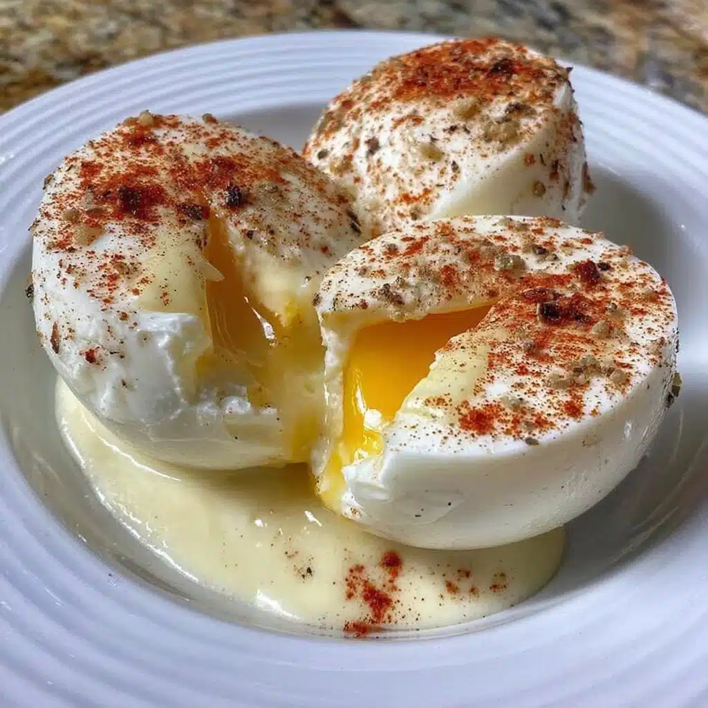 Perfectly cooked runny boiled eggs made in an air fryer