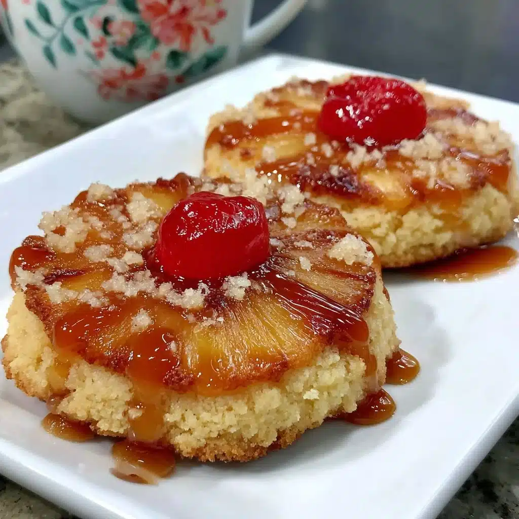 Delicious Pineapple Upside Down Sugar Cookies on a plate