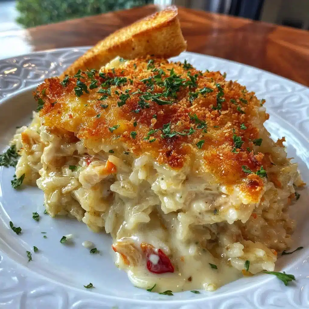 Pioneer Woman Chicken and Rice Casserole served in a baking dish