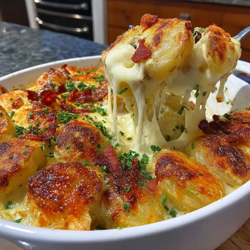 Deliciously cheesy potato bake dish served hot and ready to enjoy.