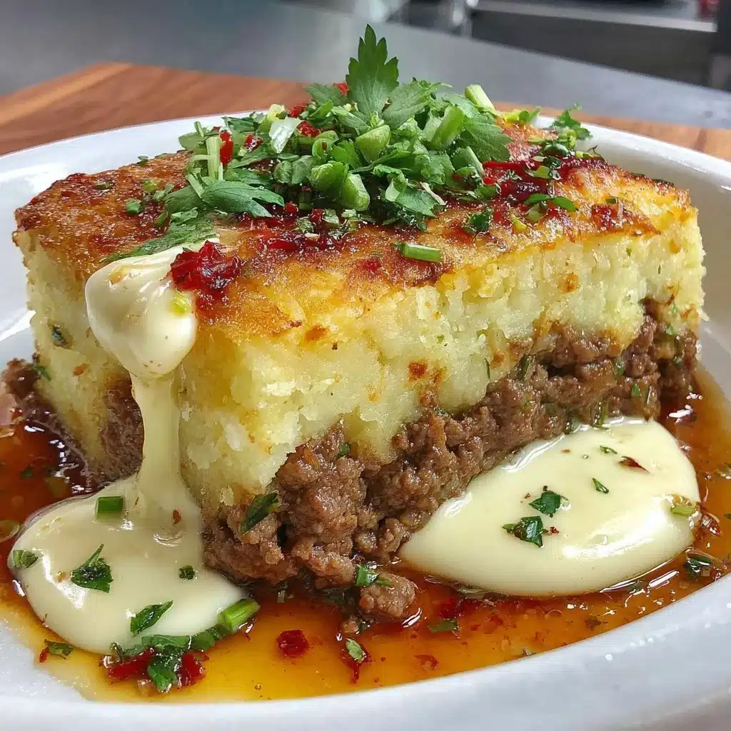 Delicious potato mince dish served with a side of vegetables.