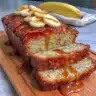 Slice of quick low calorie banana bread served on a plate