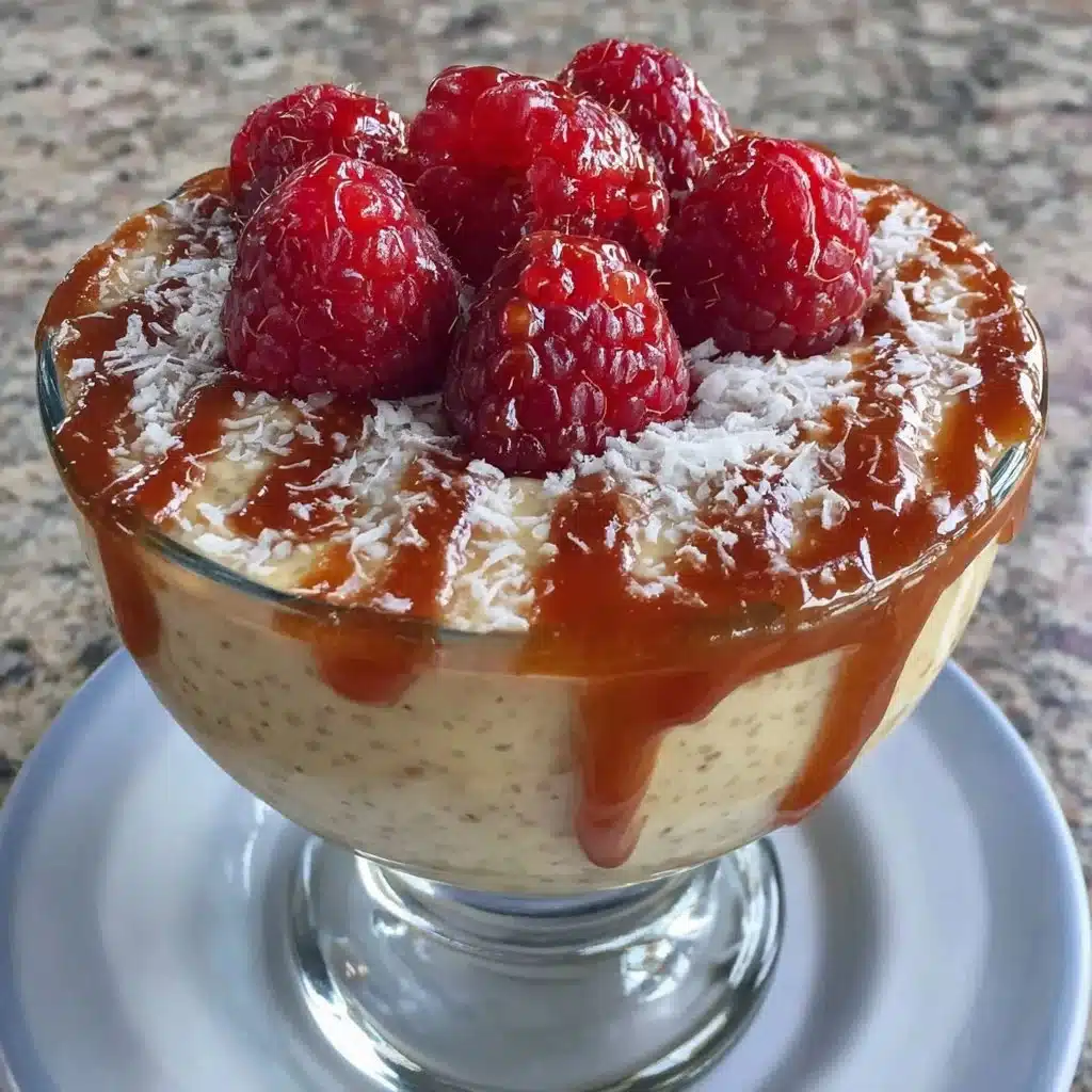 Delicious and healthy raspberry chia pudding in a glass bowl topped with fresh raspberries