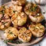 Delicious roasted garlic cooked in an air fryer, ready to enhance your meals.