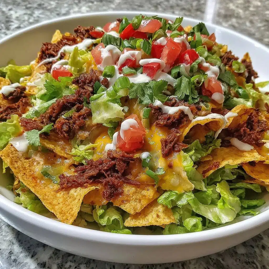 Delicious Simple Doritos Taco Salad served in a bowl with vibrant toppings