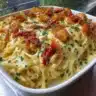 Spicy Southern Cheesy Chicken Spaghetti Casserole served in a dish