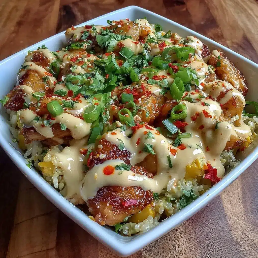 Delicious Sticky Chicken Bowl with glazed chicken and fresh vegetables