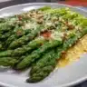 Air fryer asparagus recipe cooked with garlic and spices for a healthy dish